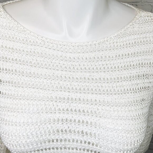 CHAPS DENIM WHITE OPEN WEAVE SUMMER SWEATER - XL! - Picture 4 of 5